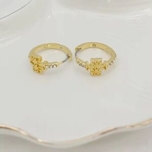Tory Burch Gold Logo Hoop Earrings